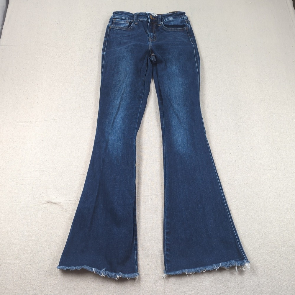 Flying Monkey Jeans Womens 27 Blue Flare Stretch Hippie Boho Frayed